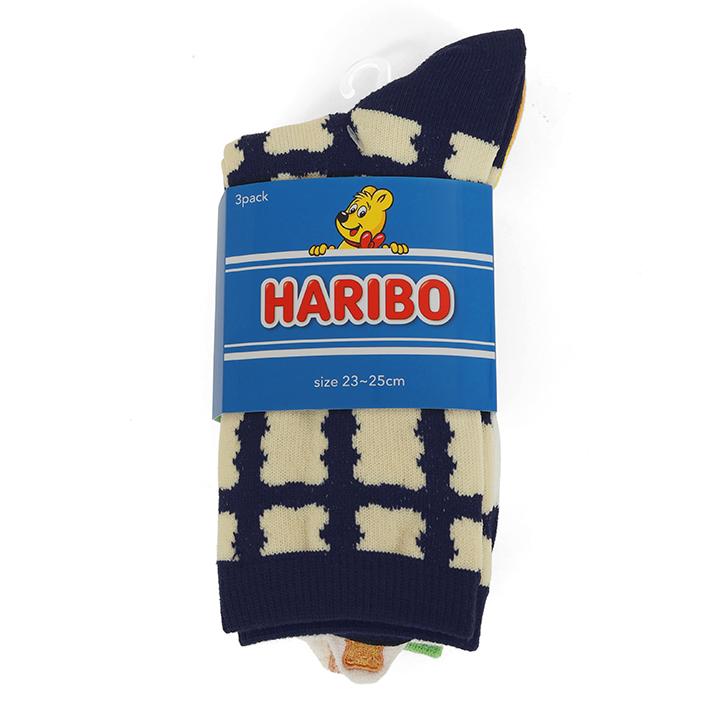 HARIBO 3足セット クルー丈ソックスD 708-1045