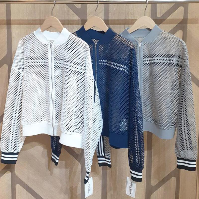 ライン入りメッシュブルゾン