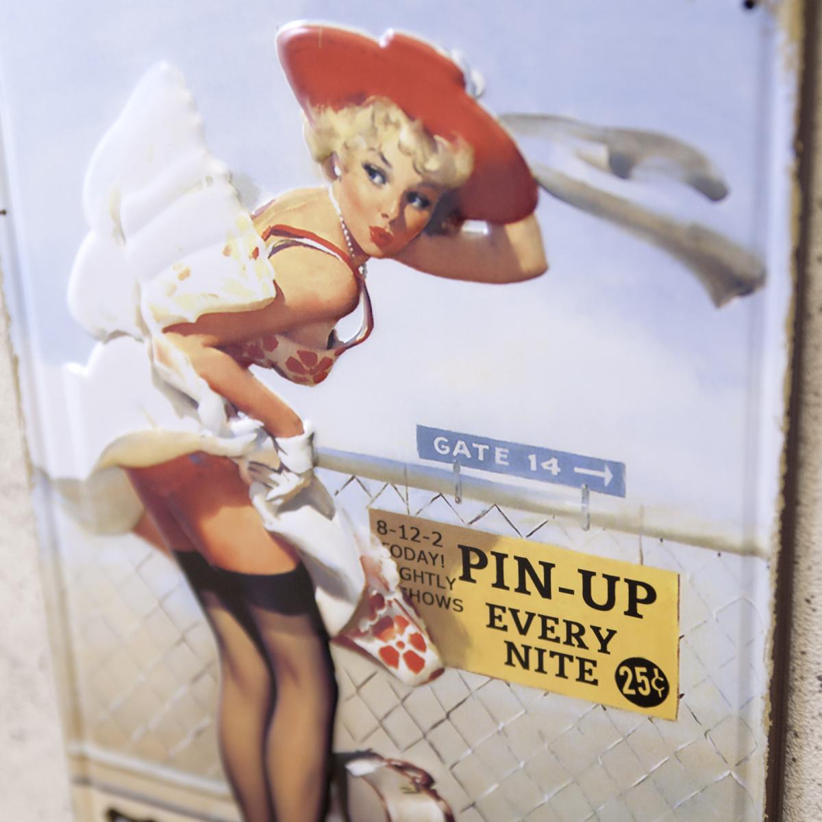 アンティークメタルエンボスプレート "PIN-UP"