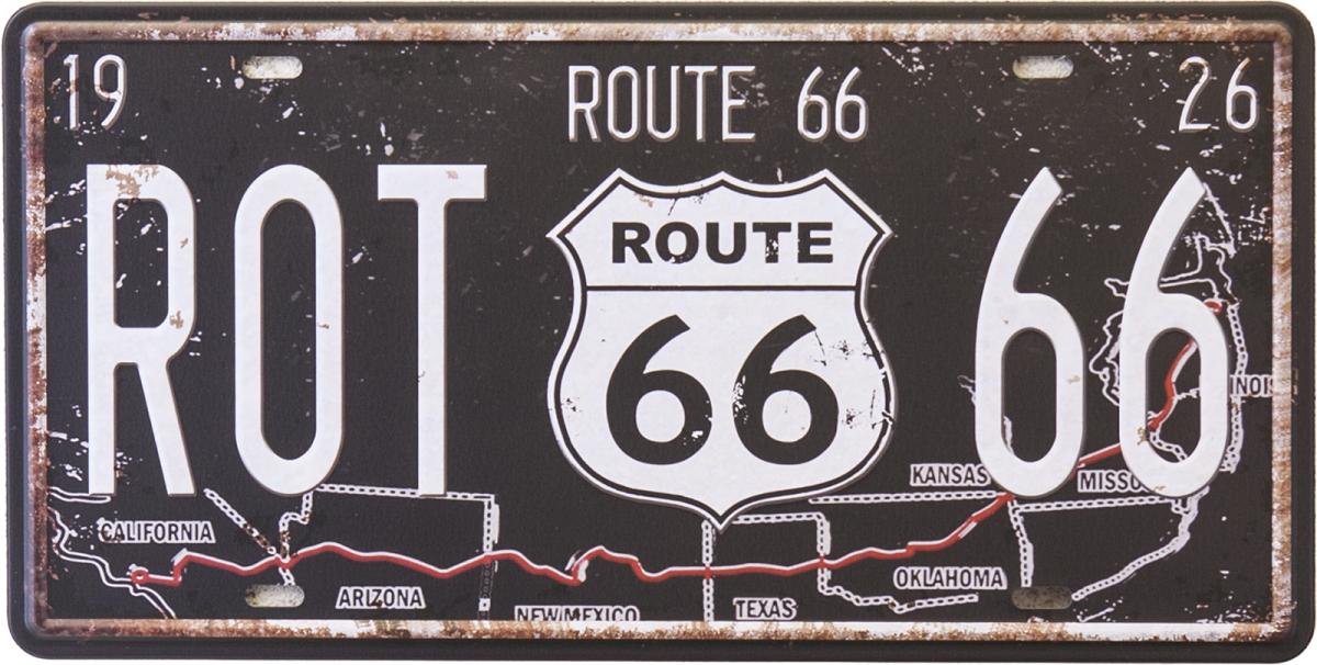 アンティークメタルエンボスプレート［ROUTE 66 MAP］