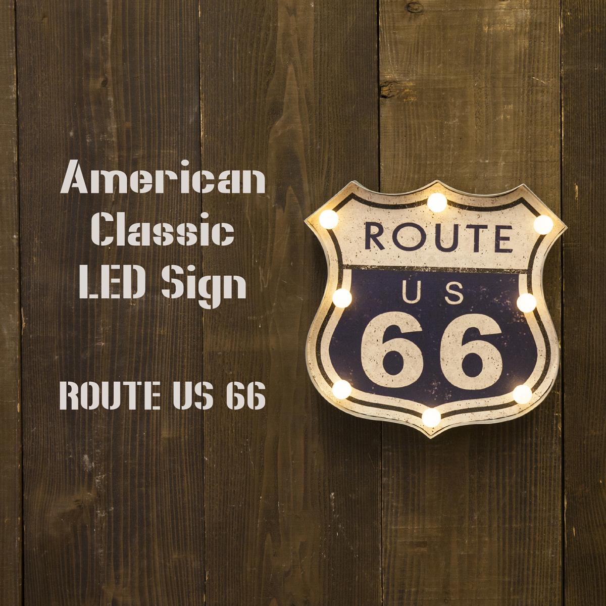 アメリカンクラシック LED サイン［ROUTE US 66］