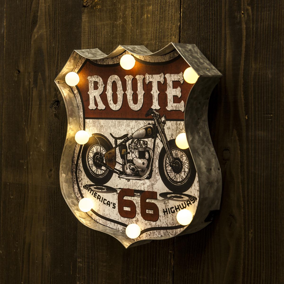 アメリカンクラシック LED サイン［ROUTE 66 Motorcycle］