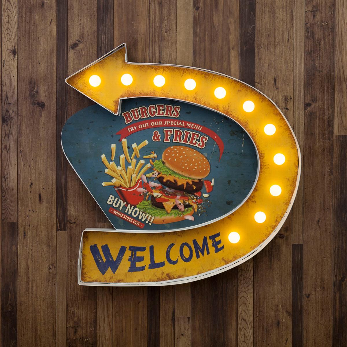 アメリカンクラシック  LED Sign [BURGERS & FRIES]