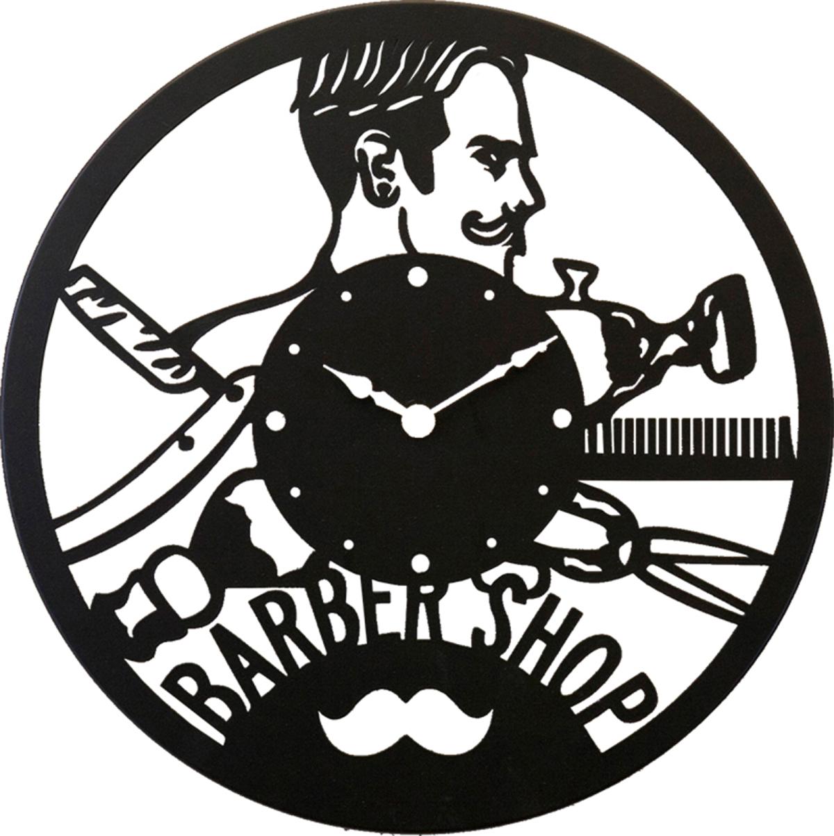 【壁掛時計】レーザーカットメタルサインウォールクロック [BARBER SHOP]