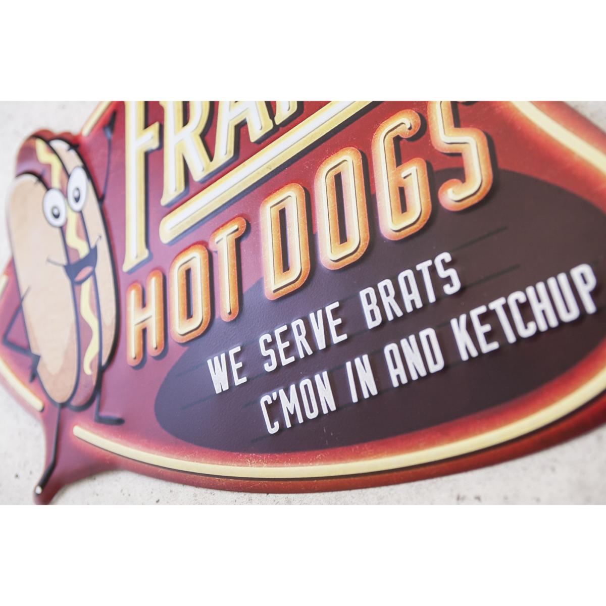 アンティークエンボスプレート  "FRANK'S HOT DOGS"