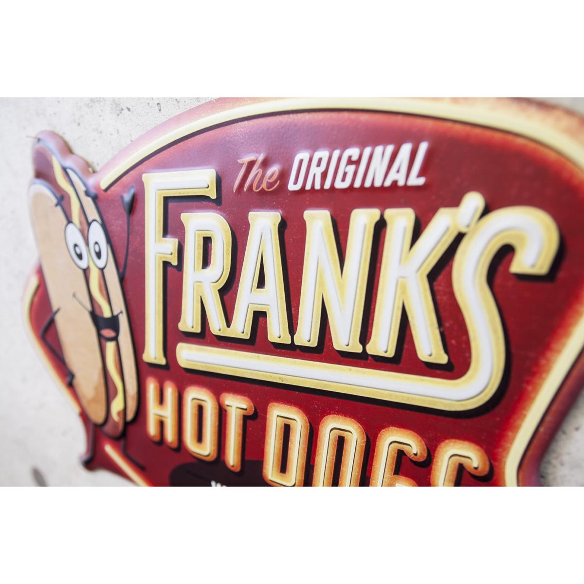 アンティークエンボスプレート  "FRANK'S HOT DOGS"