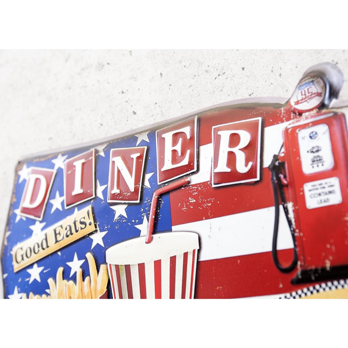 アンティークエンボスプレート "DINER Eat and get Gas"