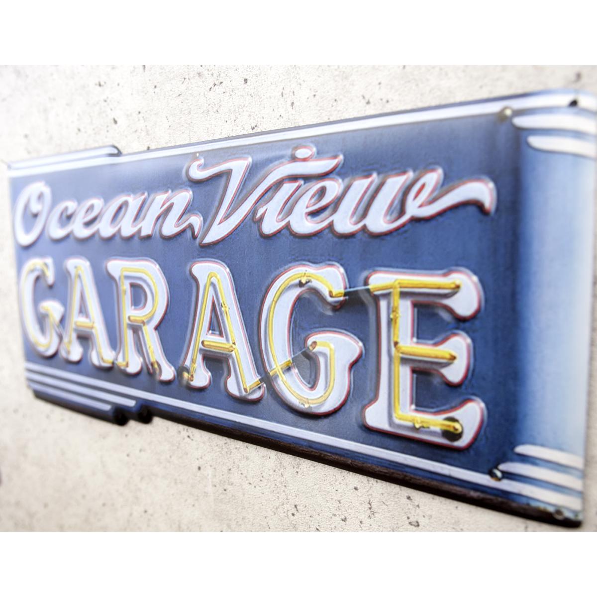 アンティークエンボスプレート "Ocean View GARAGE"