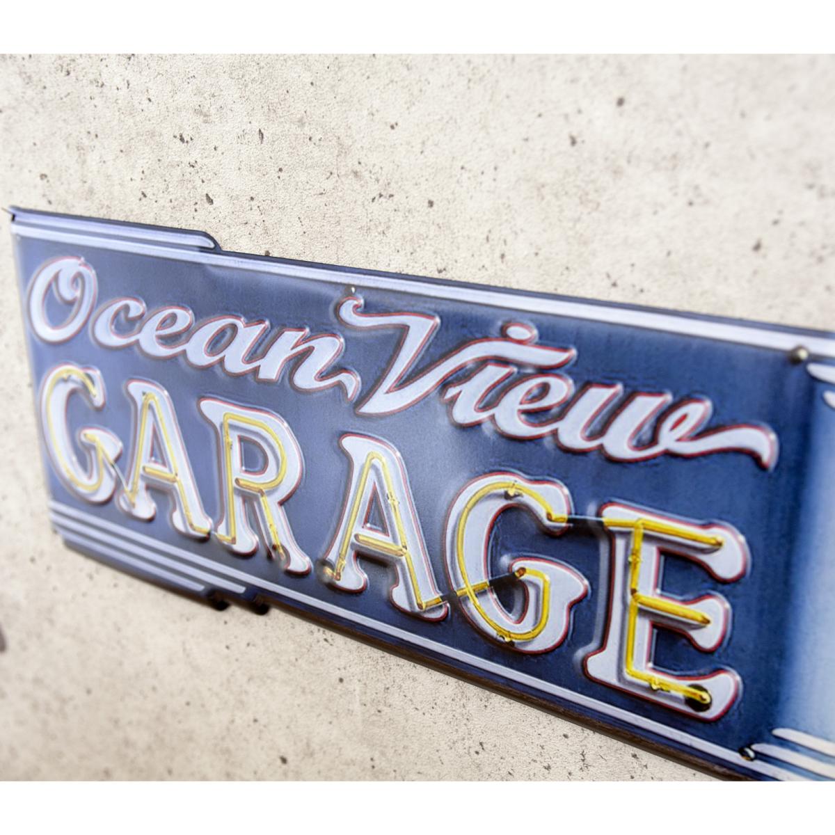 アンティークエンボスプレート "Ocean View GARAGE"