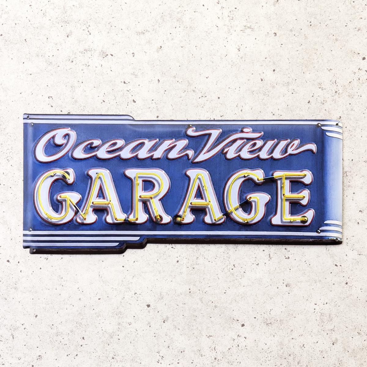 アンティークエンボスプレート "Ocean View GARAGE"