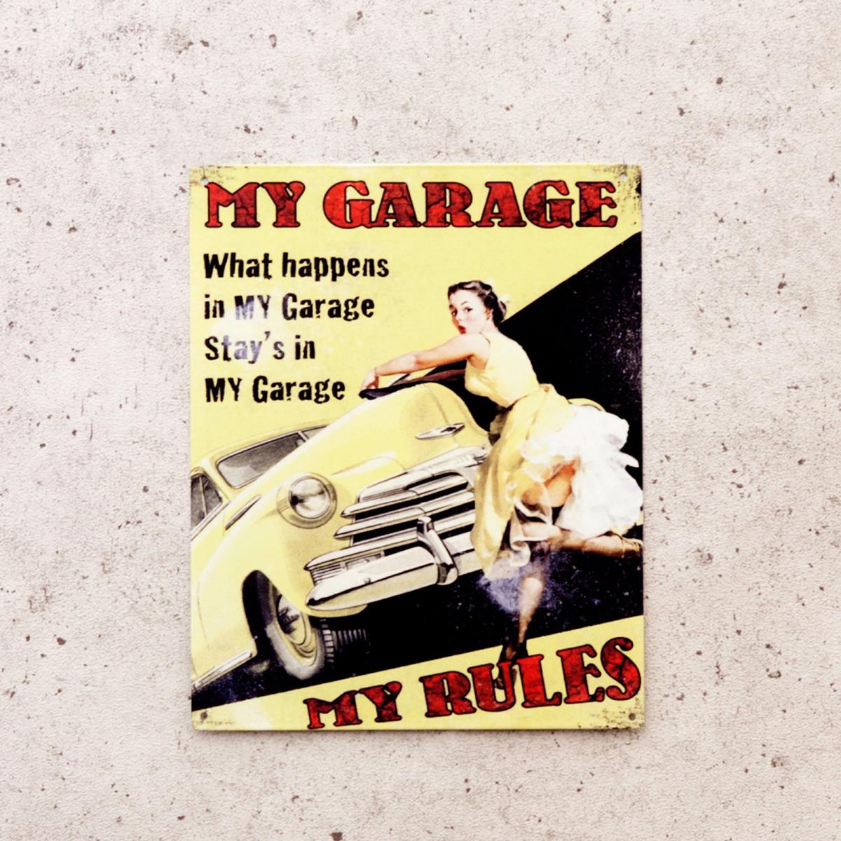 アンティークメタルプレート［MY GARAGE RULES］