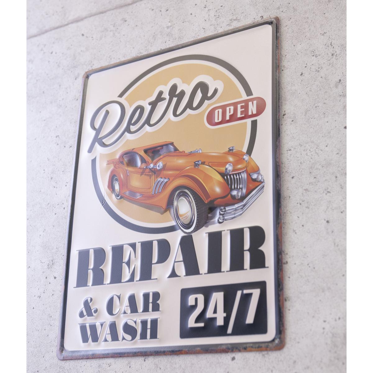 アンティークエンボスプレート ［REPAIR & CAR WASH］