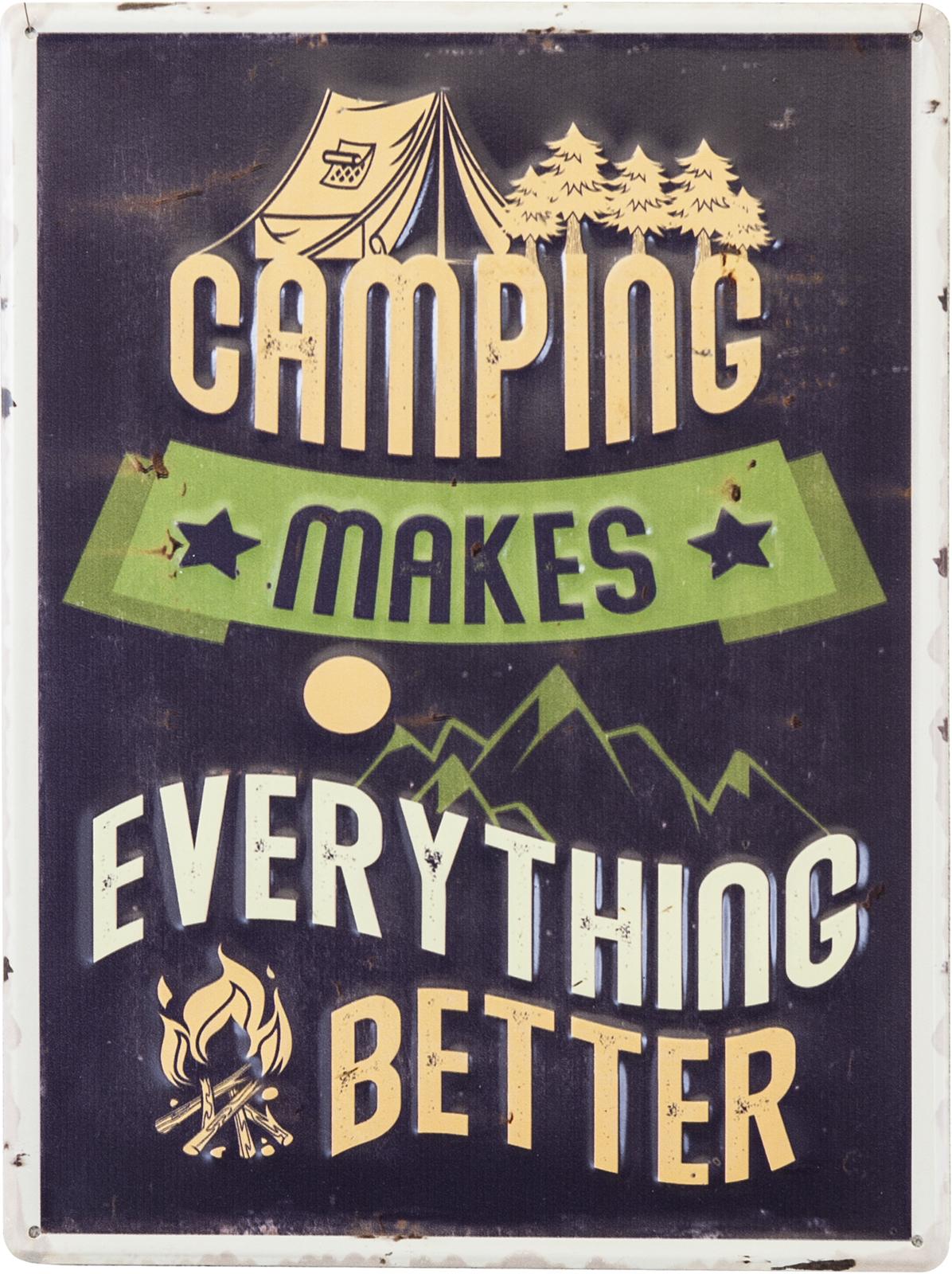 アンティークエンボスプレート "CAMPING MAKES BETTER"