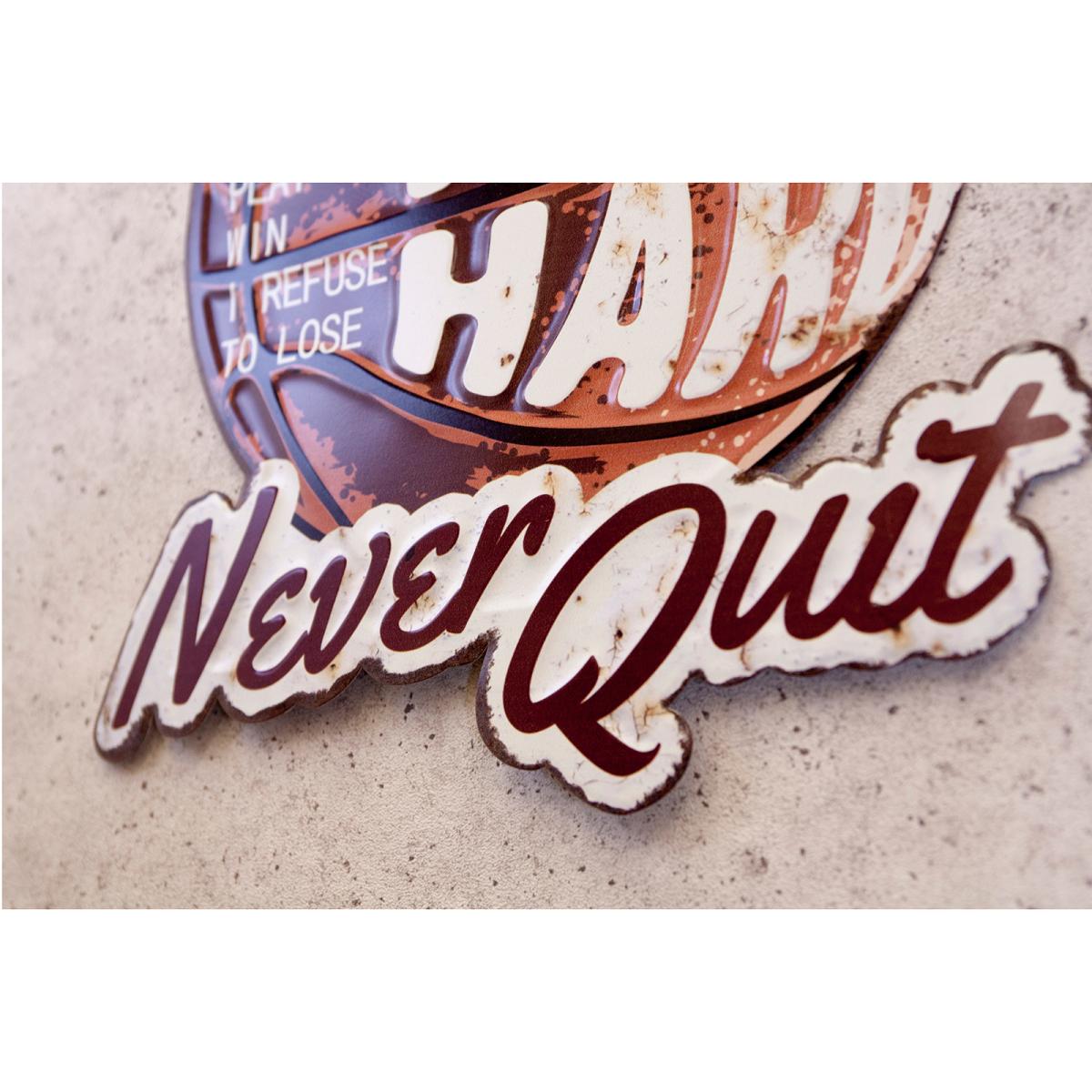 アンティークエンボスプレート［バスケットボール（Never Quit & Play Hard）］