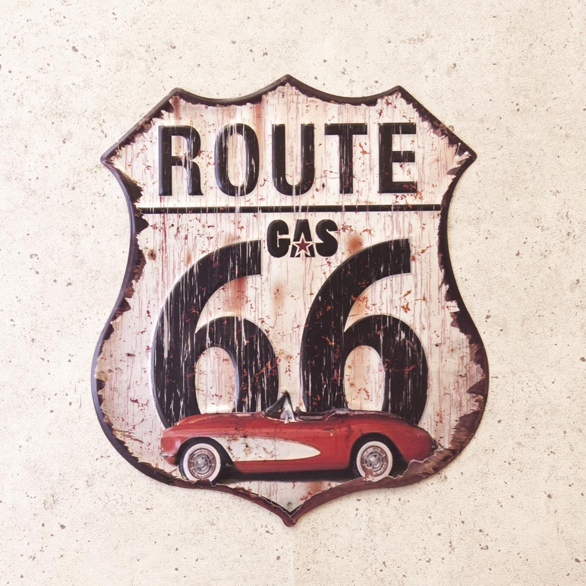 アンティークエンボスプレート［ROUTE 66 GAS］