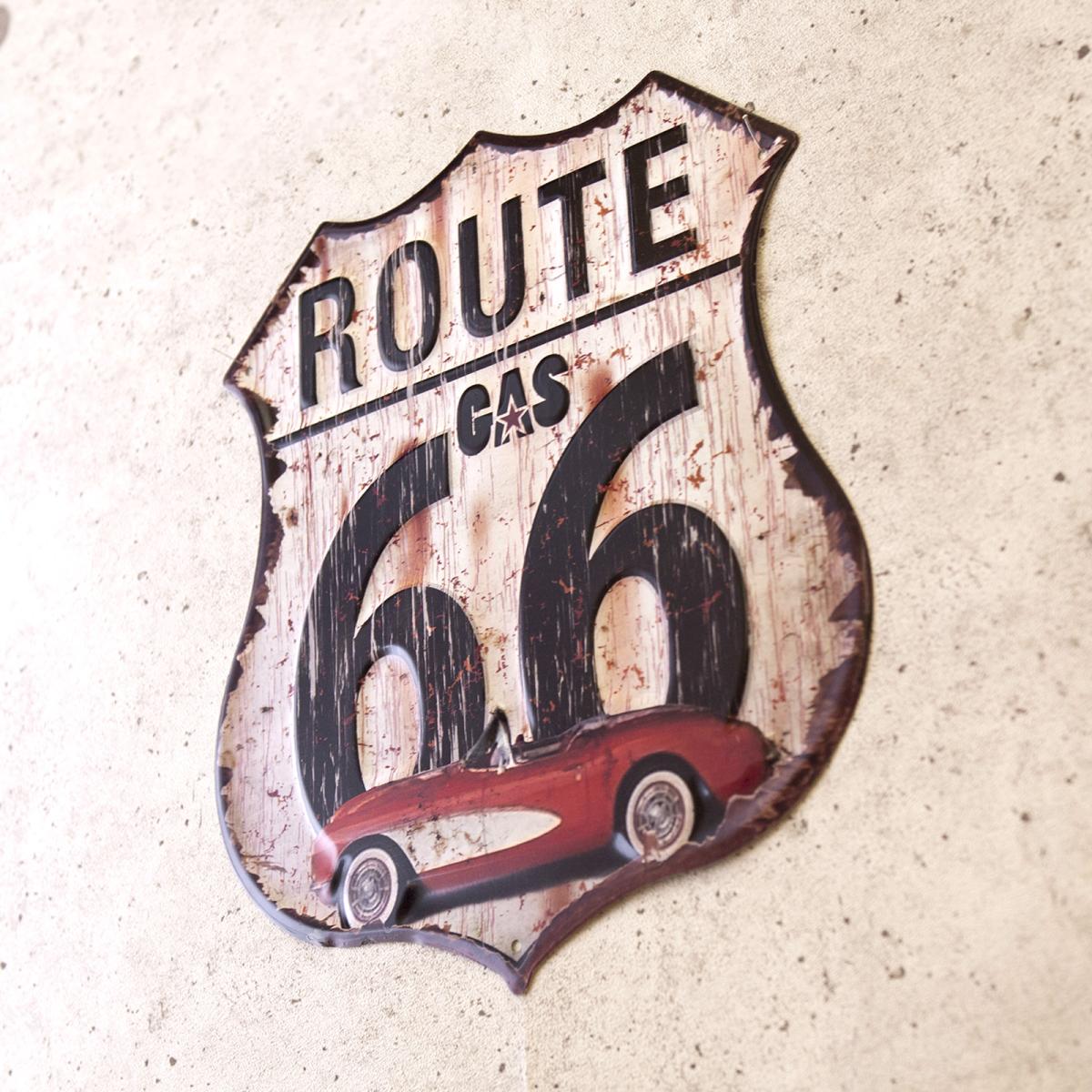 アンティークエンボスプレート［ROUTE 66 GAS］