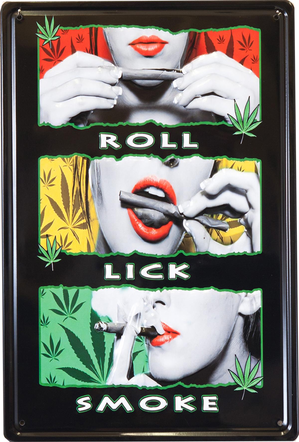 アンティークメタルエンボスプレート　S [ROLL, LICK and SMOKE]