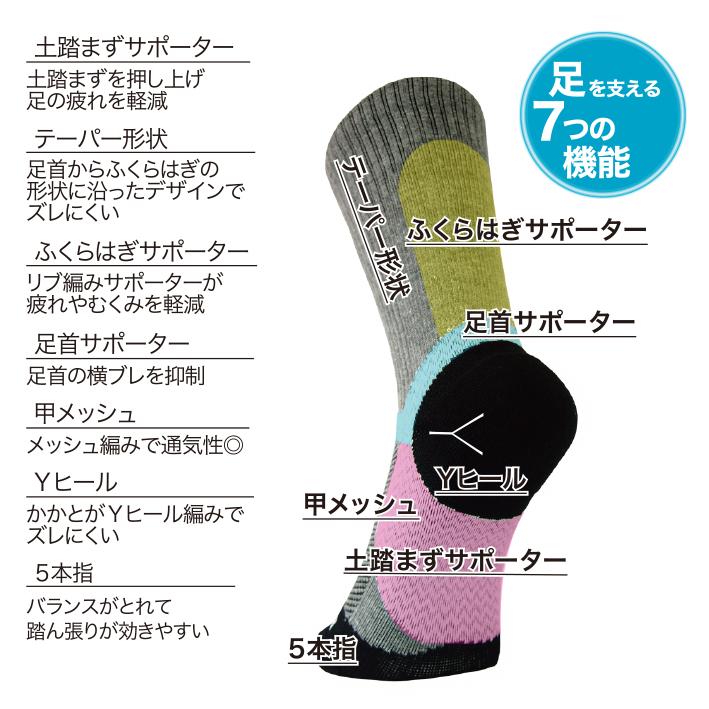 土踏まずサポートソックス クルー丈 5本指
