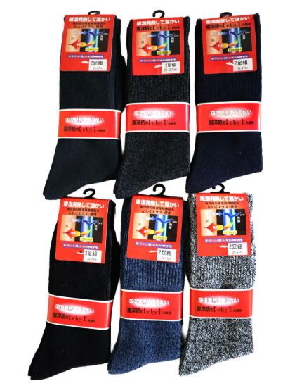 吸湿発熱繊維 eksｴｸｽ  リブソックス ２足組　2527ｃｍ 