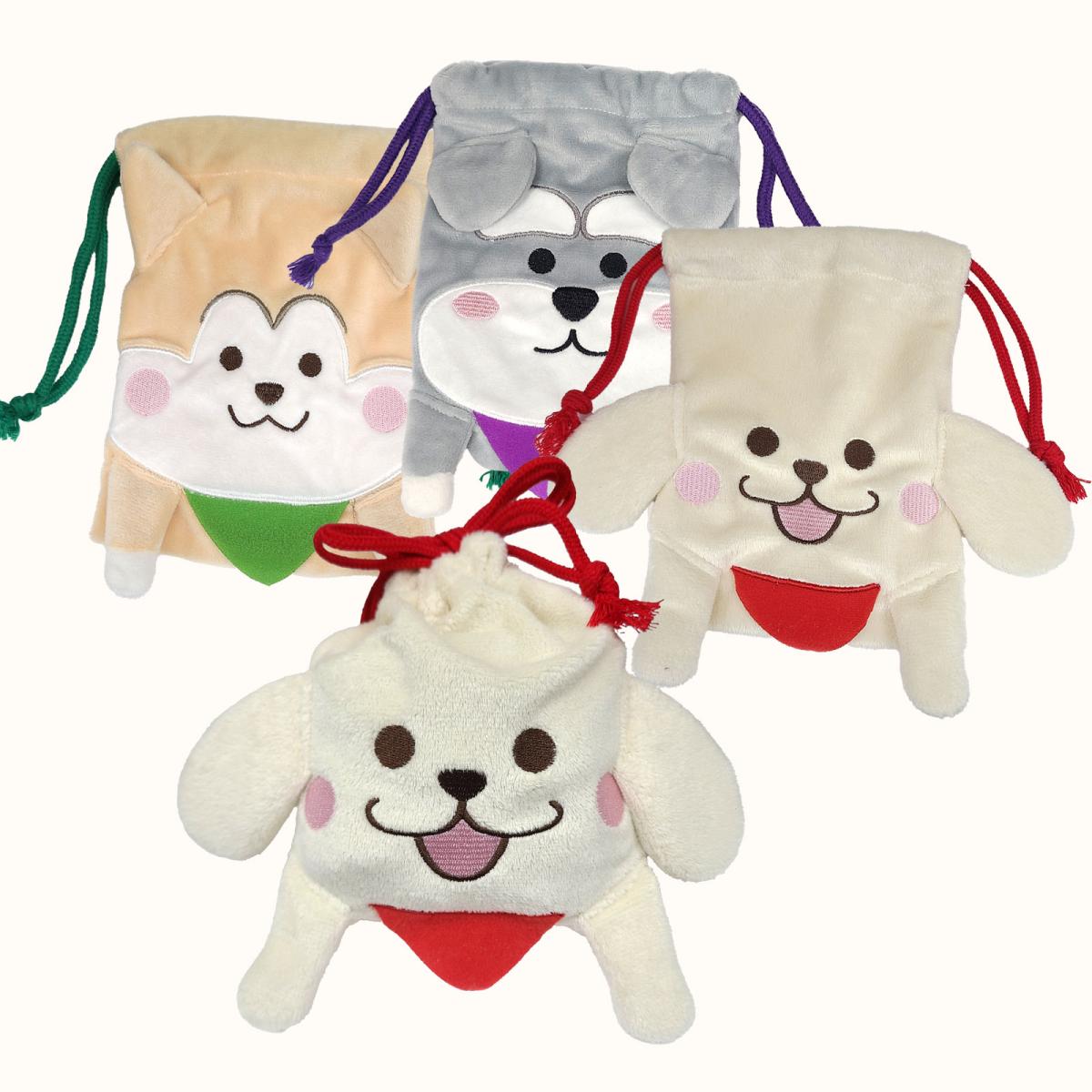 【9月中旬入荷予定】ぬいぐるみ巾着|犬モチーフ|ポーチ|トイプードル|柴犬|シュナウザー