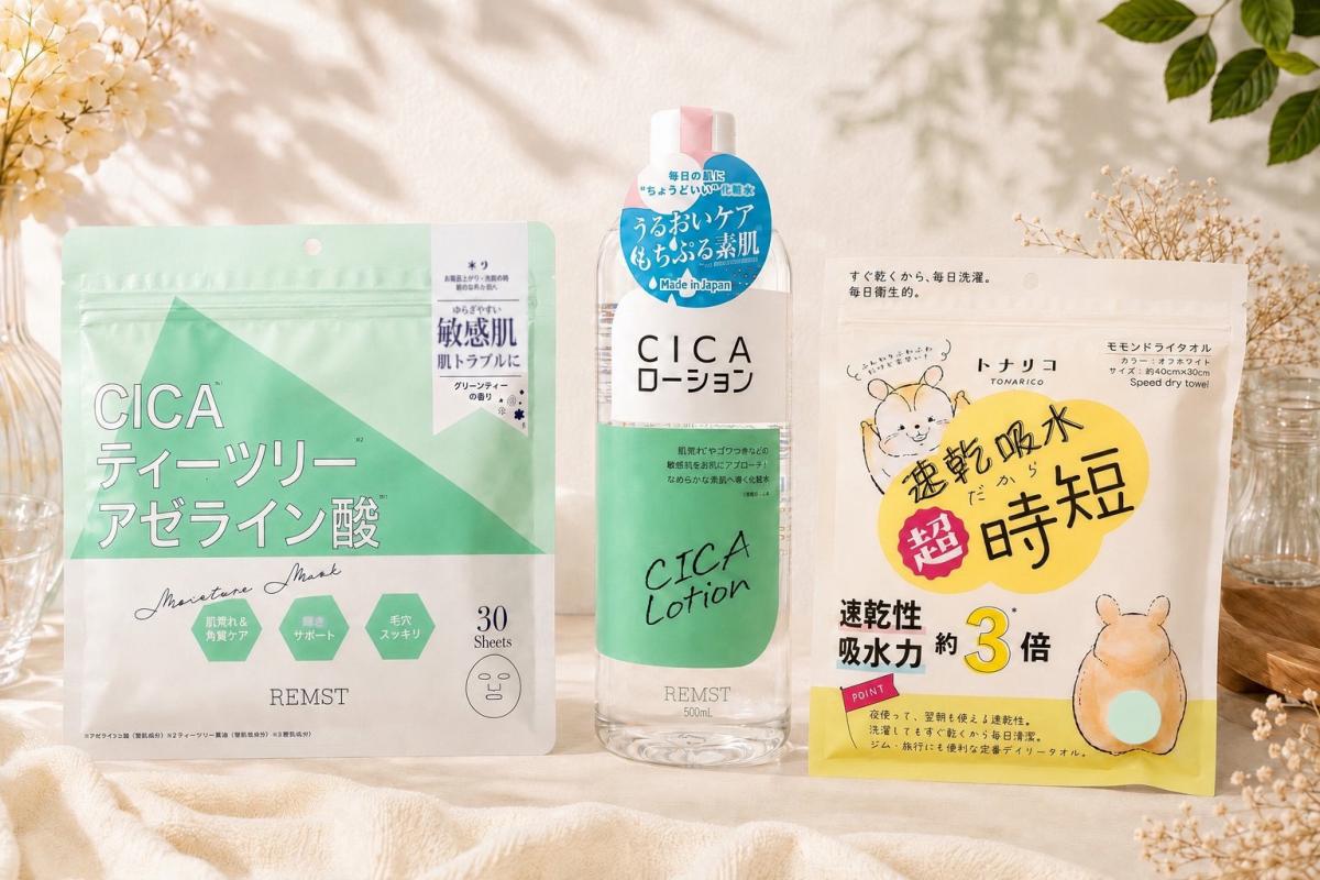集中！肌トラブル鎮静セット(タオル2枚,化粧水,フェイスマスク)×10