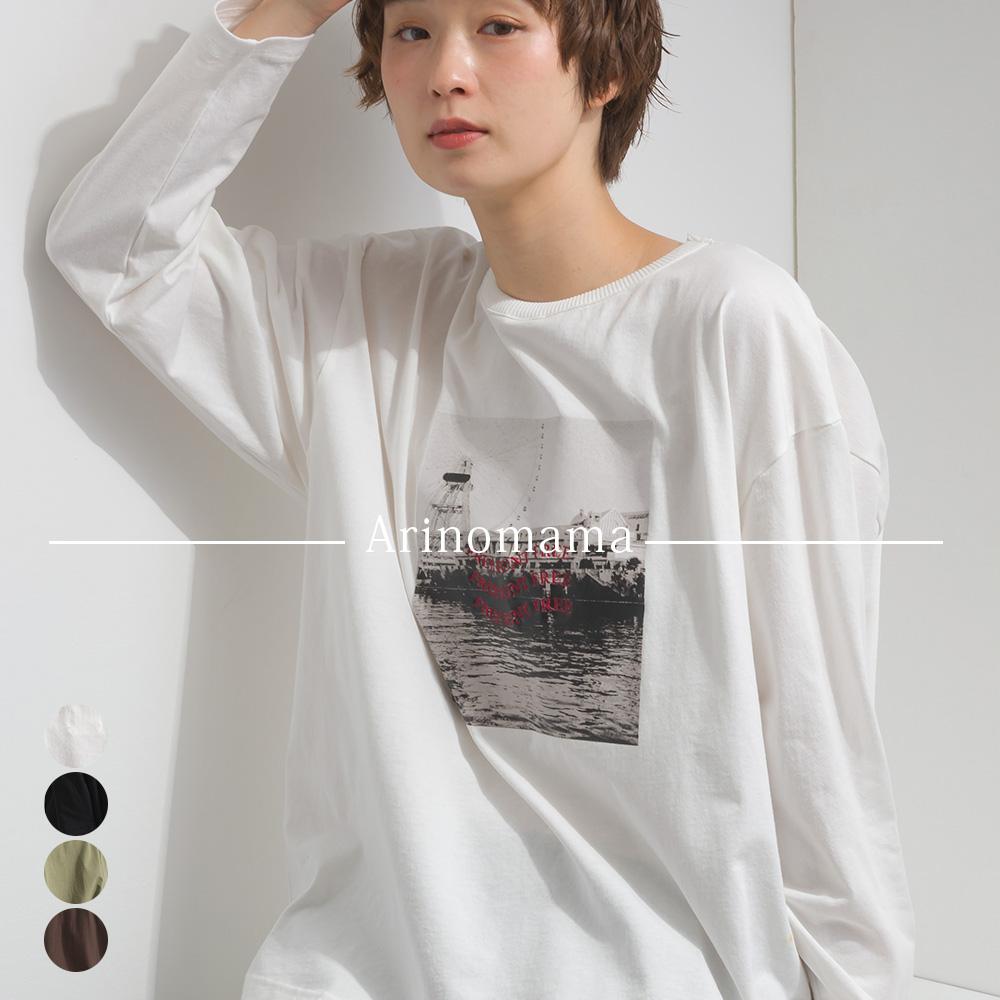 ［予約販売］200g 20s空紡糸天竺 グラフィックフォト＆刺繍 ロンT［26秋冬新作］