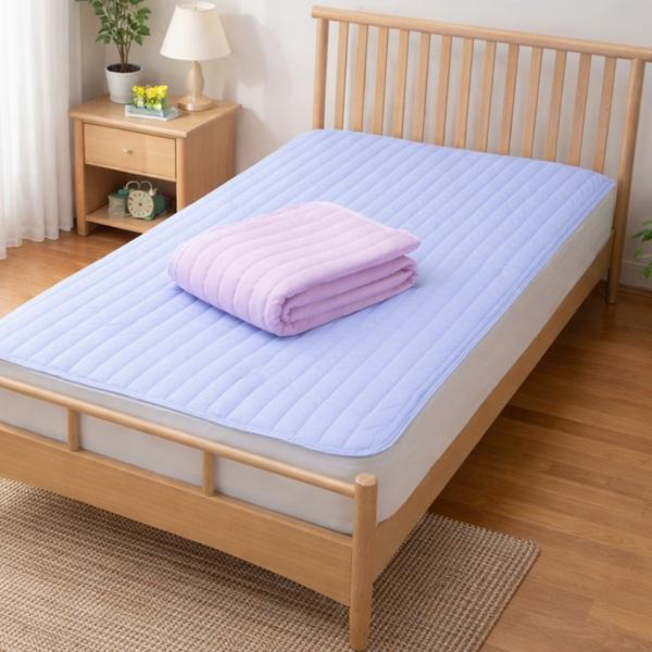 接触冷感 敷パッド シングル 100×205cm ひんやり 快眠 ぐっすり 防ダニ 抗菌防臭 ブルー