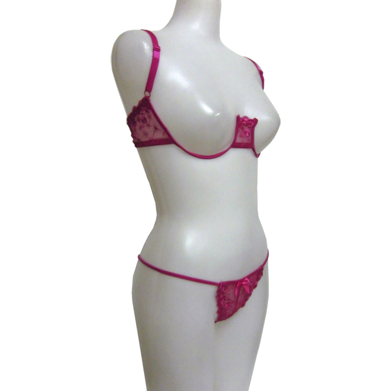 セクシーカップレスブラジャーTバックショーツセット