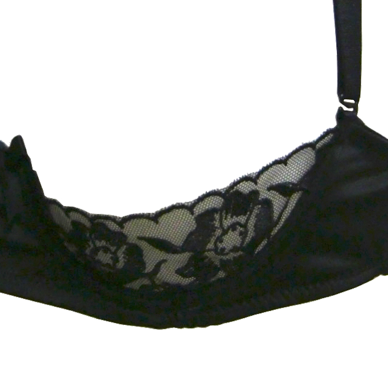 透けるチュールハーフカップブラ脇ループTバック