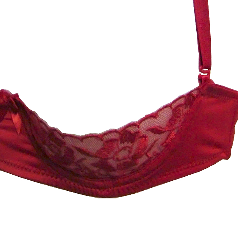 透けるチュールハーフカップブラ脇ループTバック