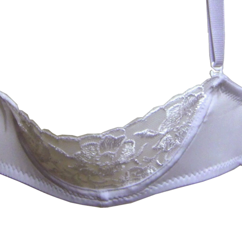 透けるチュールハーフカップブラ脇ループTバック