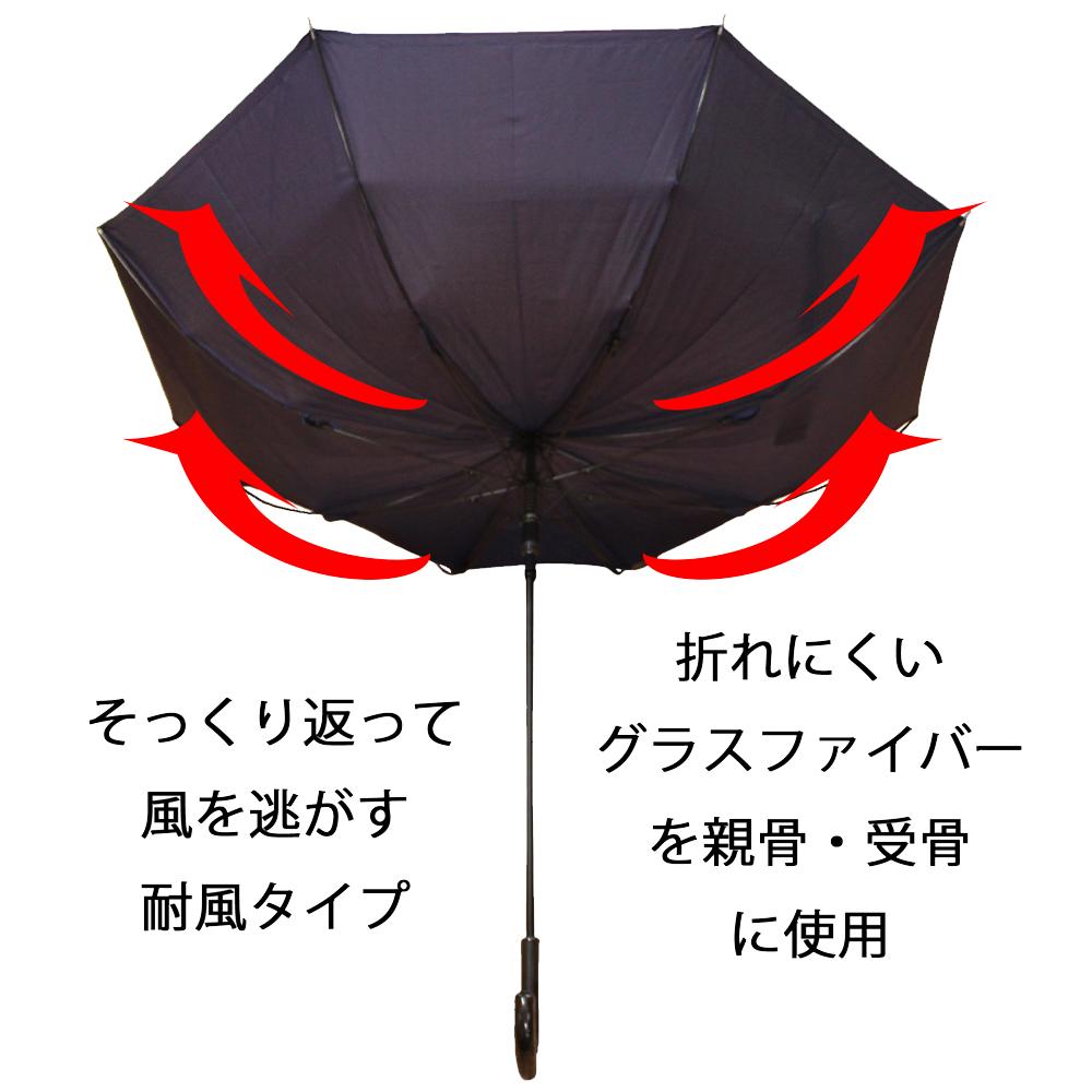 チャンピオン 紳士 耐風 無地 ステッチ入 ジャンプ傘 65cm