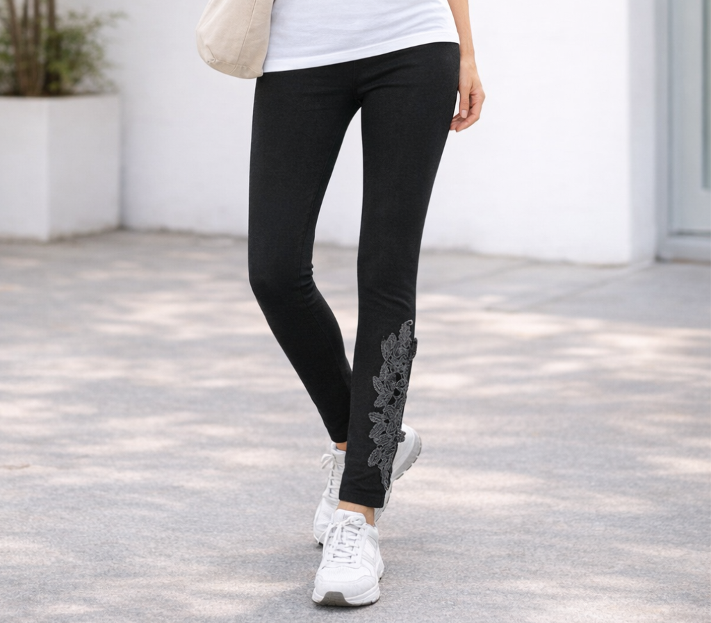 春物　綿混裾レースのびのびレギンス【30本セット】