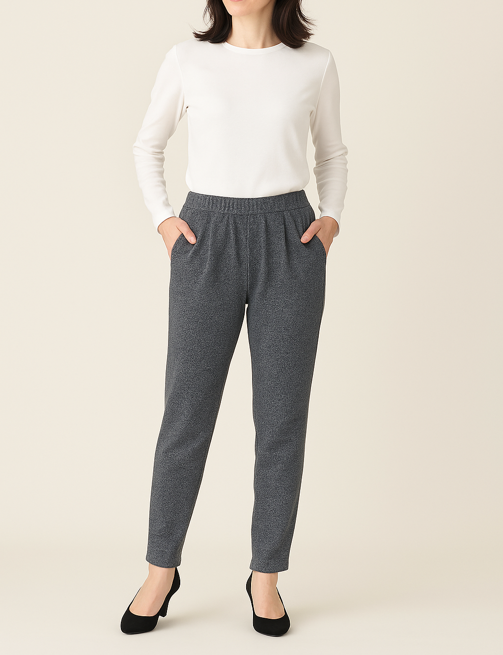 春物　美脚ポケ付杢調タック入りパンツ【30本セット】	