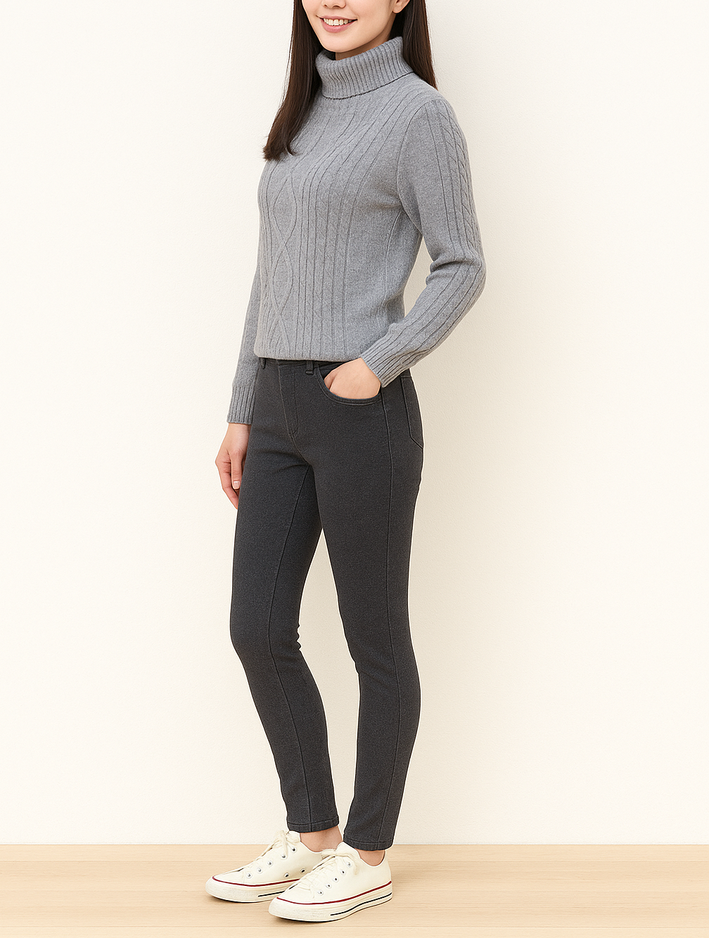 ニットデニム裏シャギー美脚パンツ【24本セット】