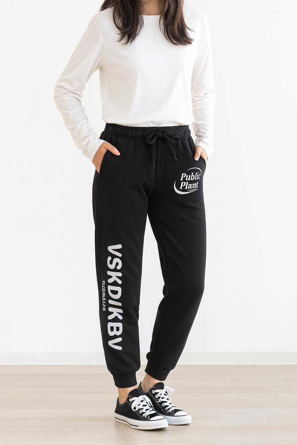 オシャ楽！裏起毛両ポケ付プリントスウェットパンツ【24本セット】