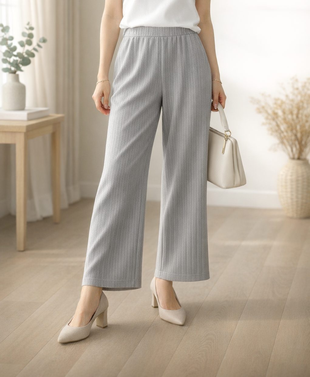 春物　パステルセミワイド針抜きリブパンツ【30本セット】