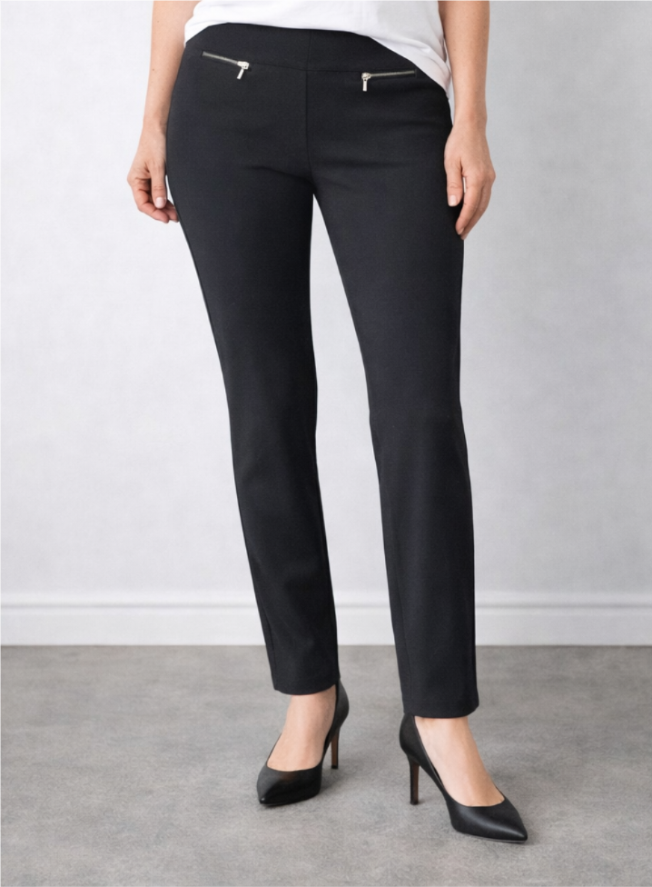 春物　前身横ファスナー美脚カルソン無地パンツ【24本セット】