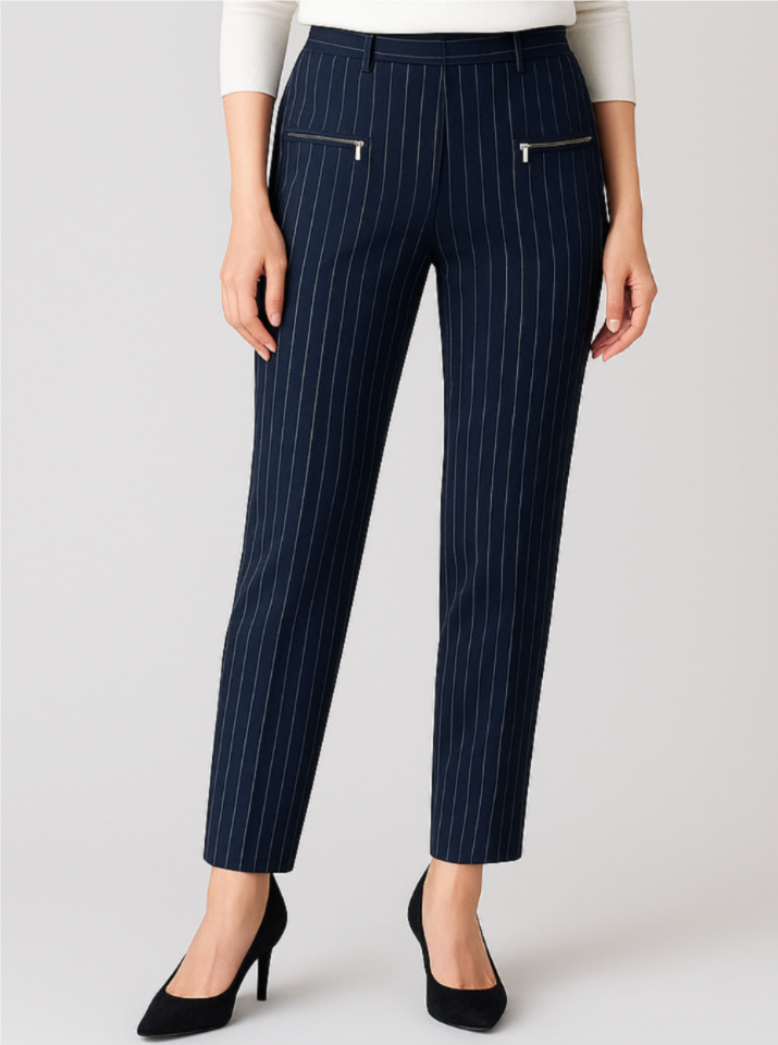 春物　前身横ファスナー美脚カルソン有色柄パンツ【24本セット】