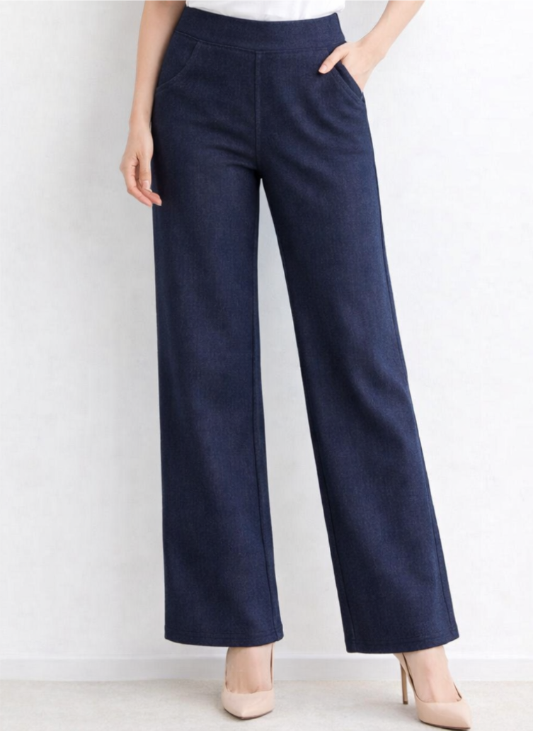 春物　ニットデニム両ポケワイドパンツ【30本セット】