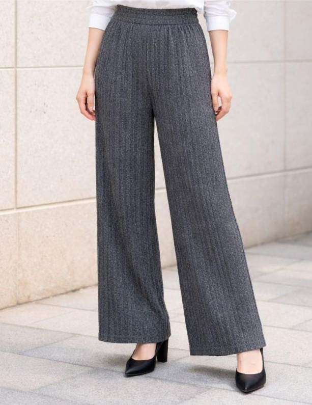 春物　杢プリーツワイドパンツ　※地厚　【30本セット】