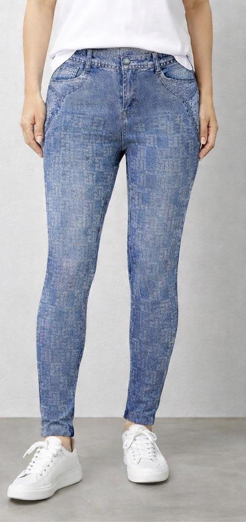 春物　のびのびデニム柄ハピス付レギンスロング丈【30本セット】