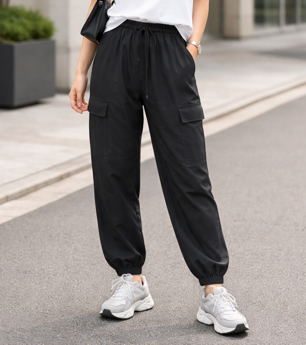 春物　さらさら快適裾ゴムカーゴパンツ【24本セット】