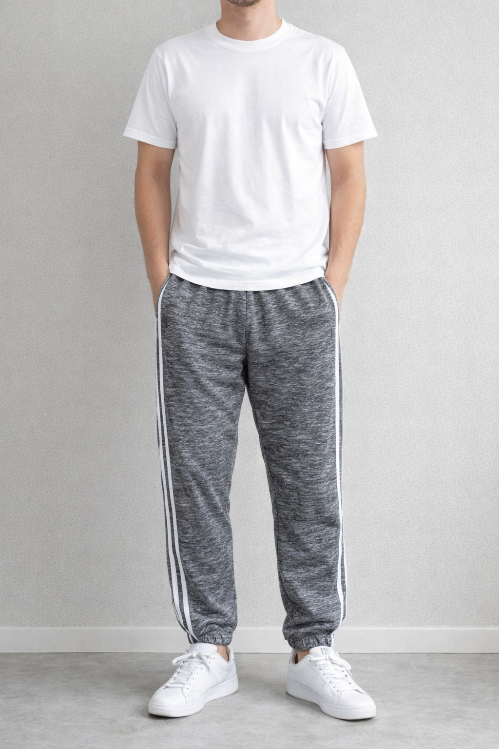 春物　大寸オシャ楽メランジ両ポケライン入スウェットパンツ　地薄【30本セット】