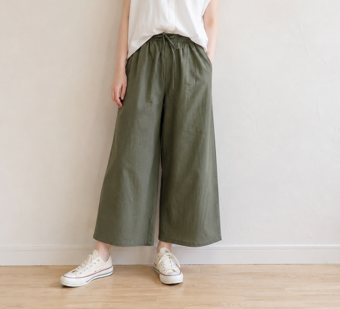 夏物　インド綿8分丈ワイドパンツ【30本セット】