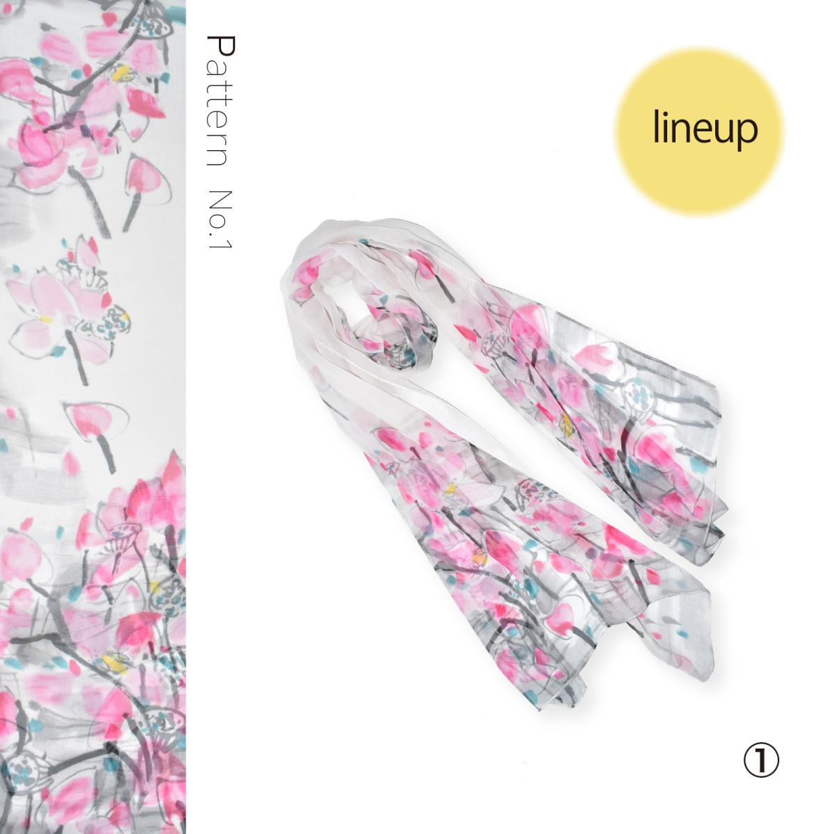 新作 ストール シフォン 花柄 冷房対策 日焼け防止 日差しよけ ワンポイント 幅26cm長さ31