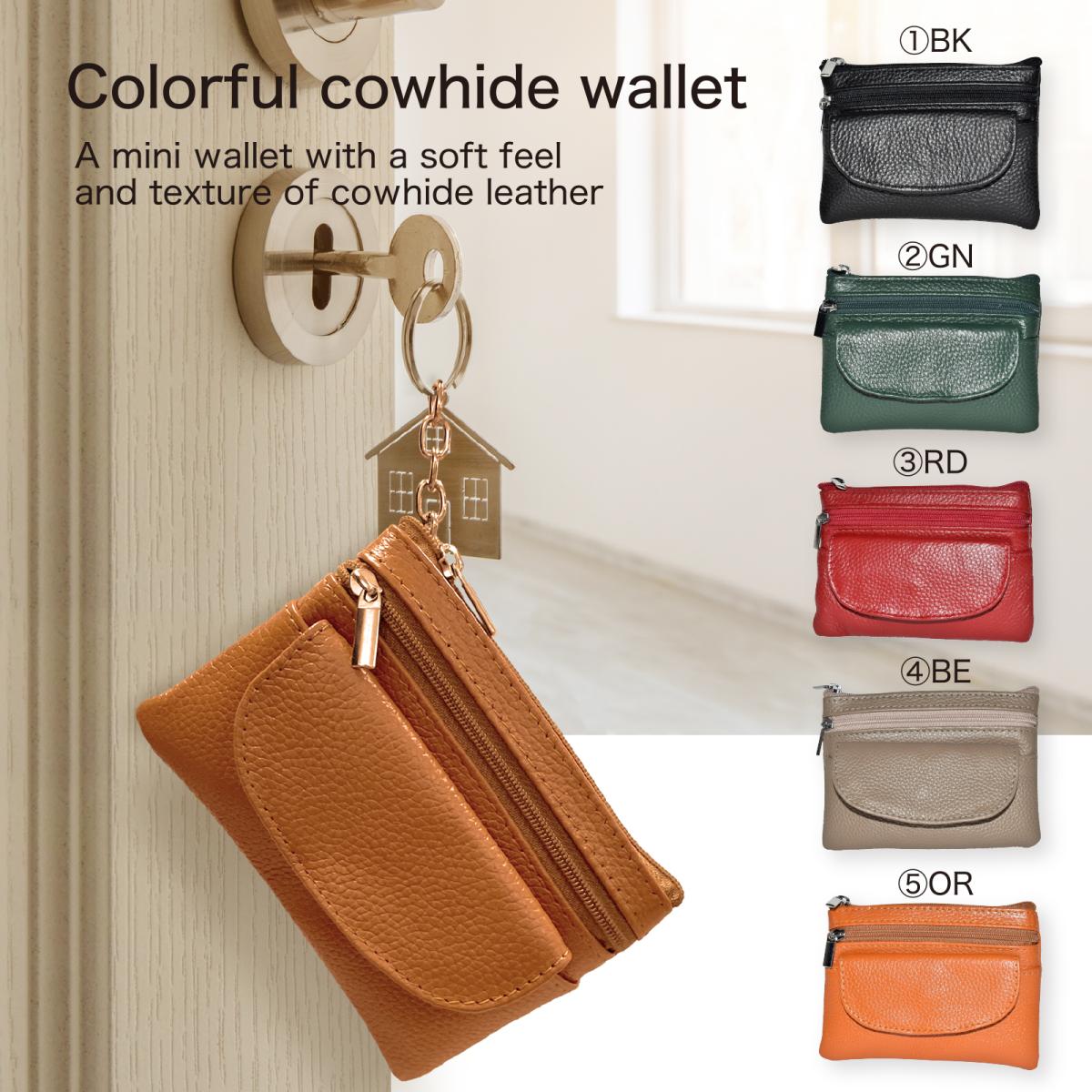 2025 新作 財布 牛革 男女兼用 小銭入れ キーリング付き 光沢 牛革 財布