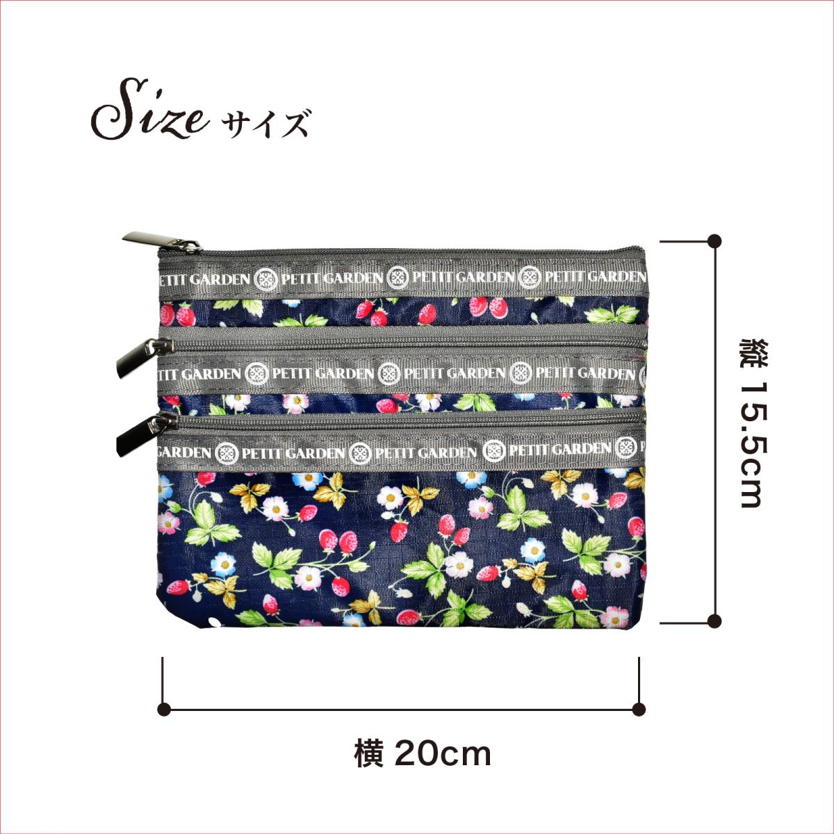 定番ポーチ おしゃれ ポーチ おしゃれ 3連ファスナー カジュアルポーチ 即納