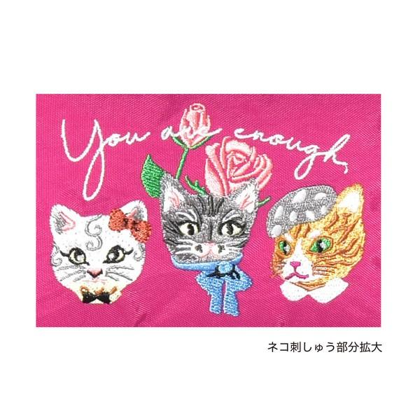定番2025 新作 ポーチ 猫 刺繍 化粧ポーチ 小物入れ 3連ファスナー 3連ポケット ポーチ