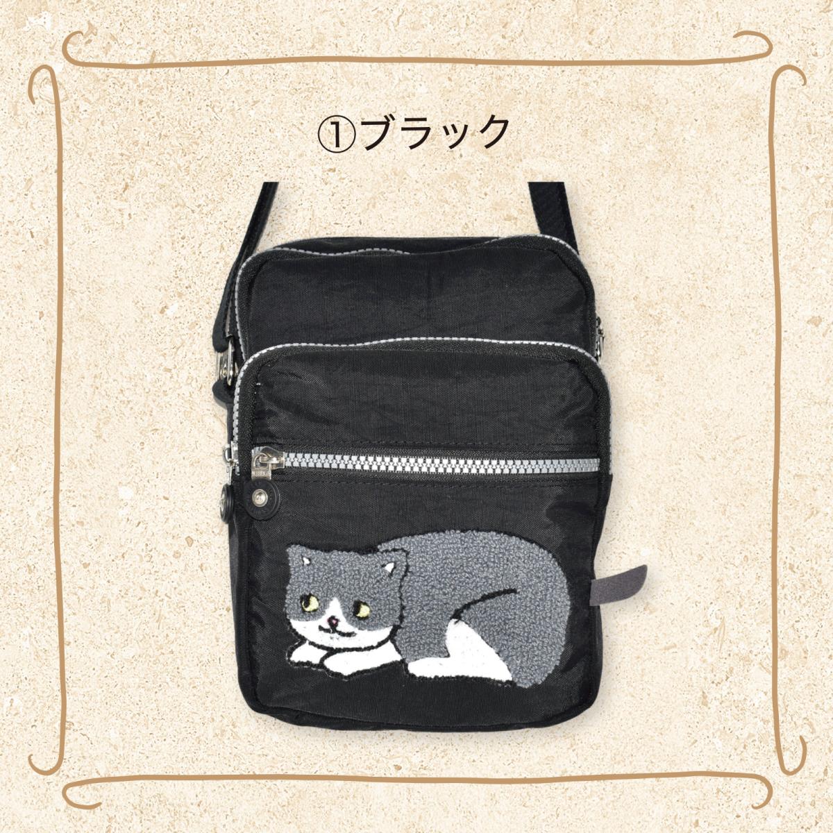 定番2025 新作 ショルダーバッグ 軽量 大容量 猫 ネコ ねこ ナイロン さがら サガラ